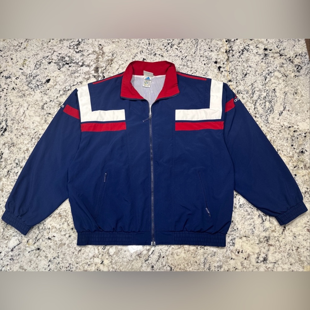 VTG Adidas Men Track Suit JacketRed/White/Blue - Large Classic Tag USA‎ Colors